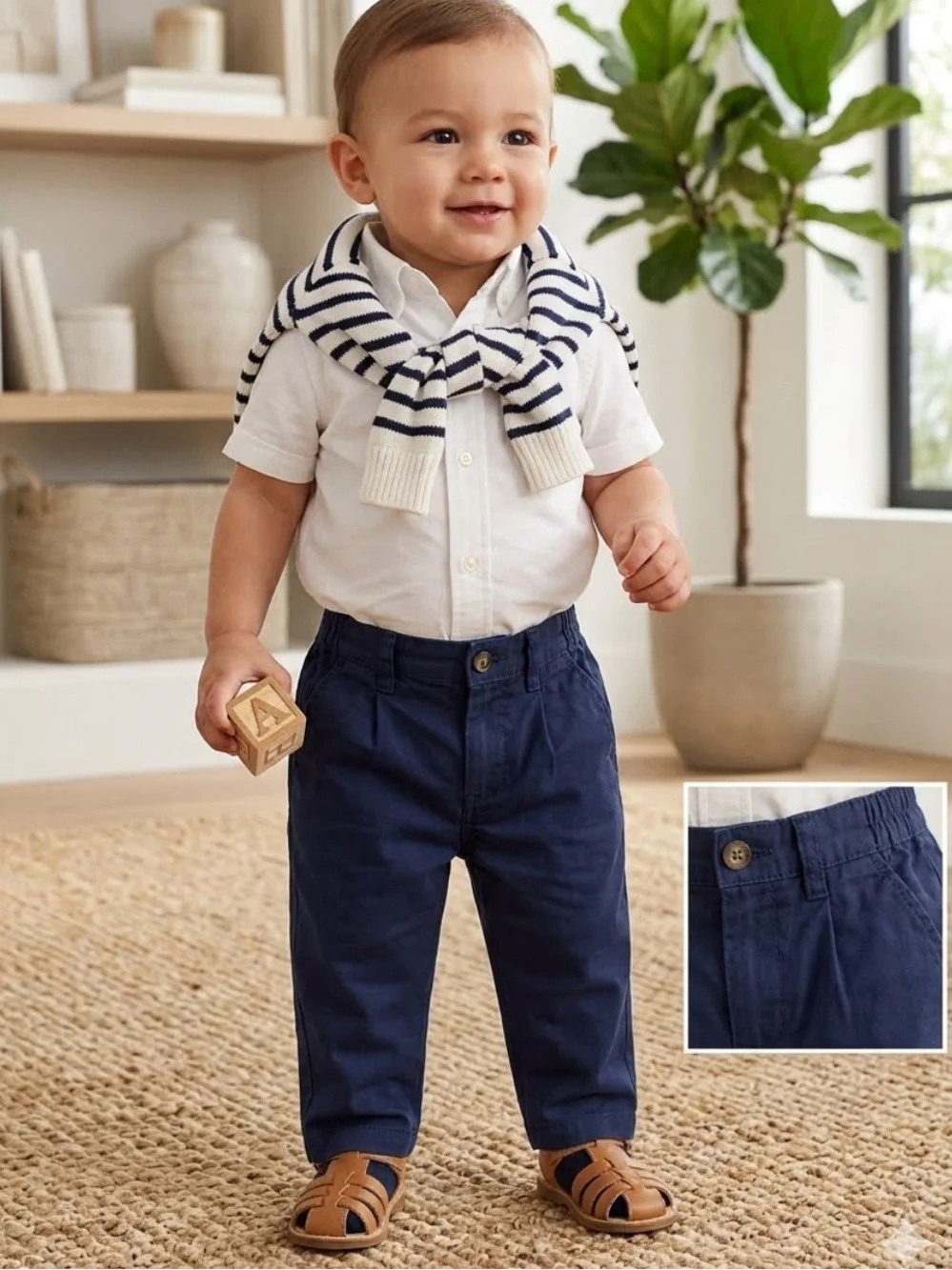 Polo Ralph Lauren Navy Blue Baby Chino Pants Cotton Preppy Classic Sz 12 Months